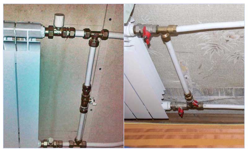 Примеры установки регулирующего вентиля между байпасом