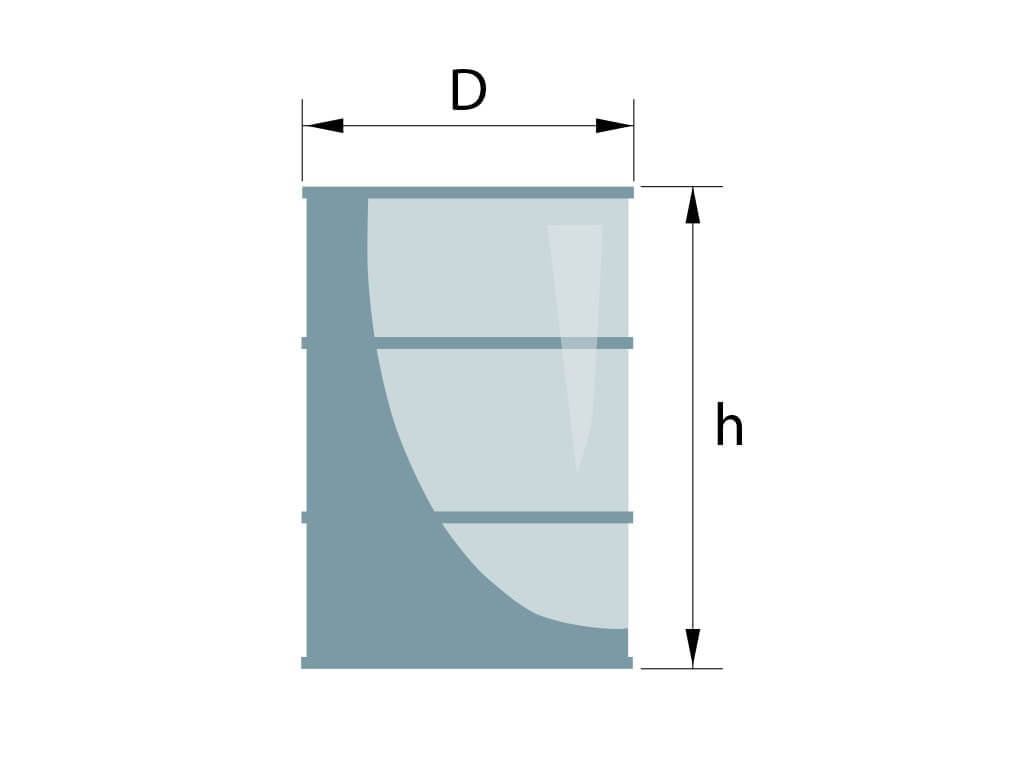 Схема размера бочки для расчета объема в литрах