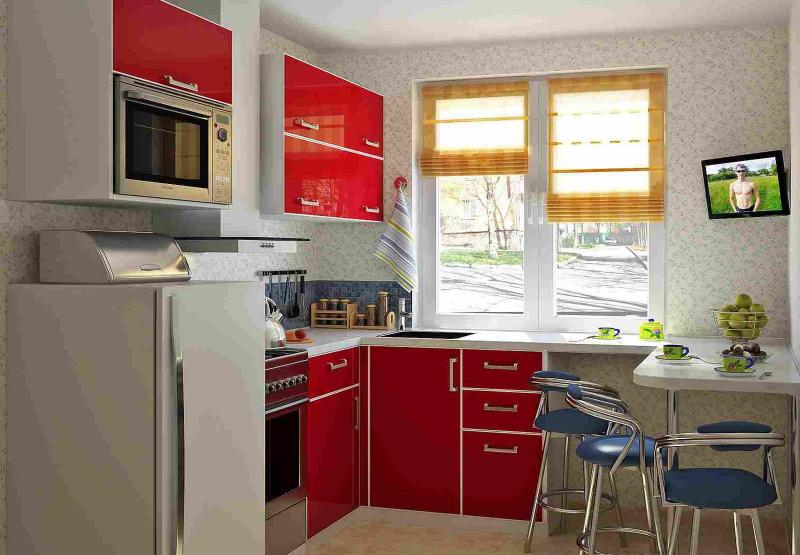 Красная кухня 6 кв.м 1