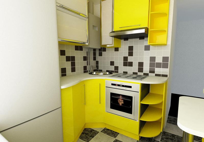 Желтая кухня 6 кв.м 1