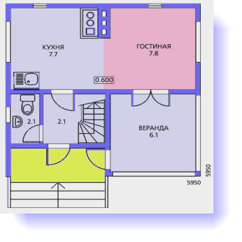 План первого этажа дома 6 на 6