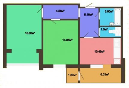 Схема 2-комнатной квартиры