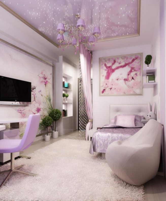 Интерьер комнаты в нежных розово-серых тонах