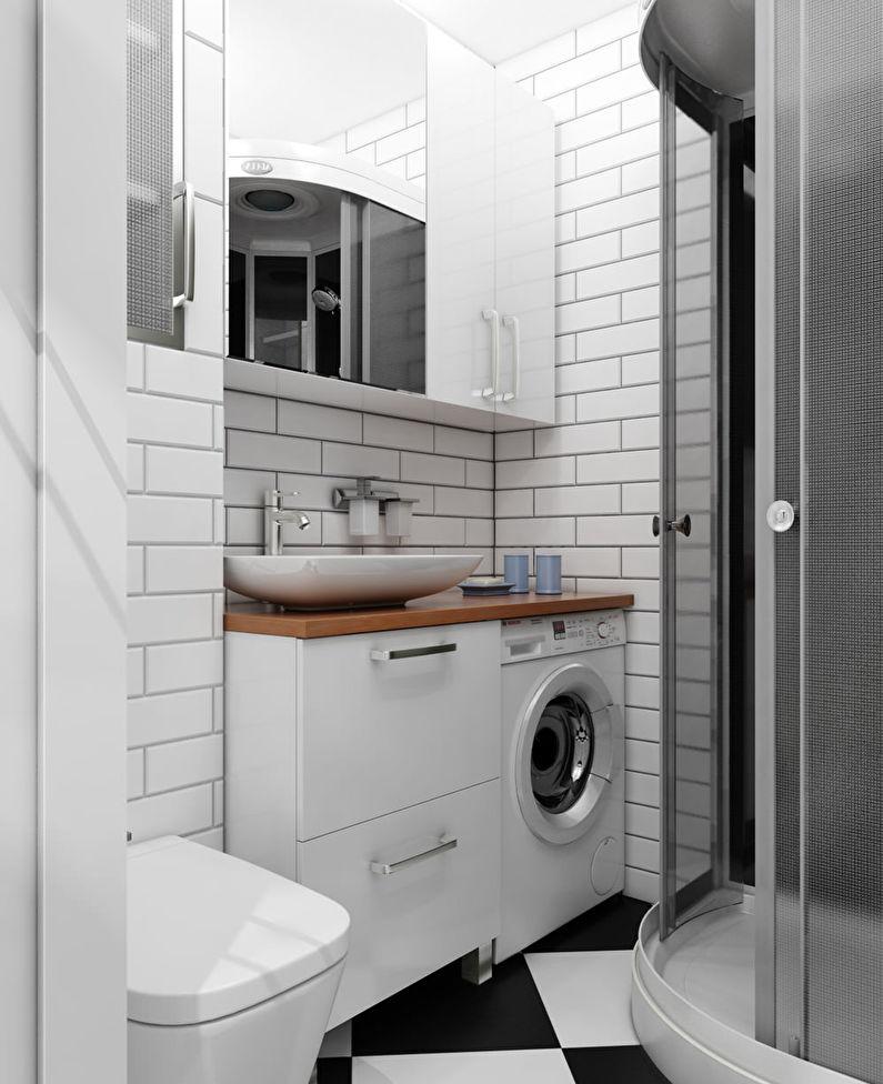Маленькая ванная комната со стиральной машинкой