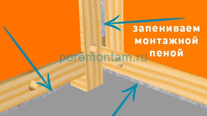запениваем щели монтажной пеной