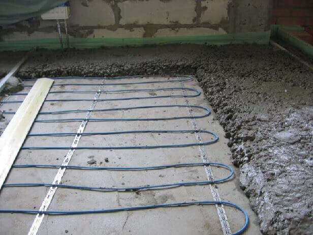 Заливка нагревательного кабеля бетоном под электрические теплые полы